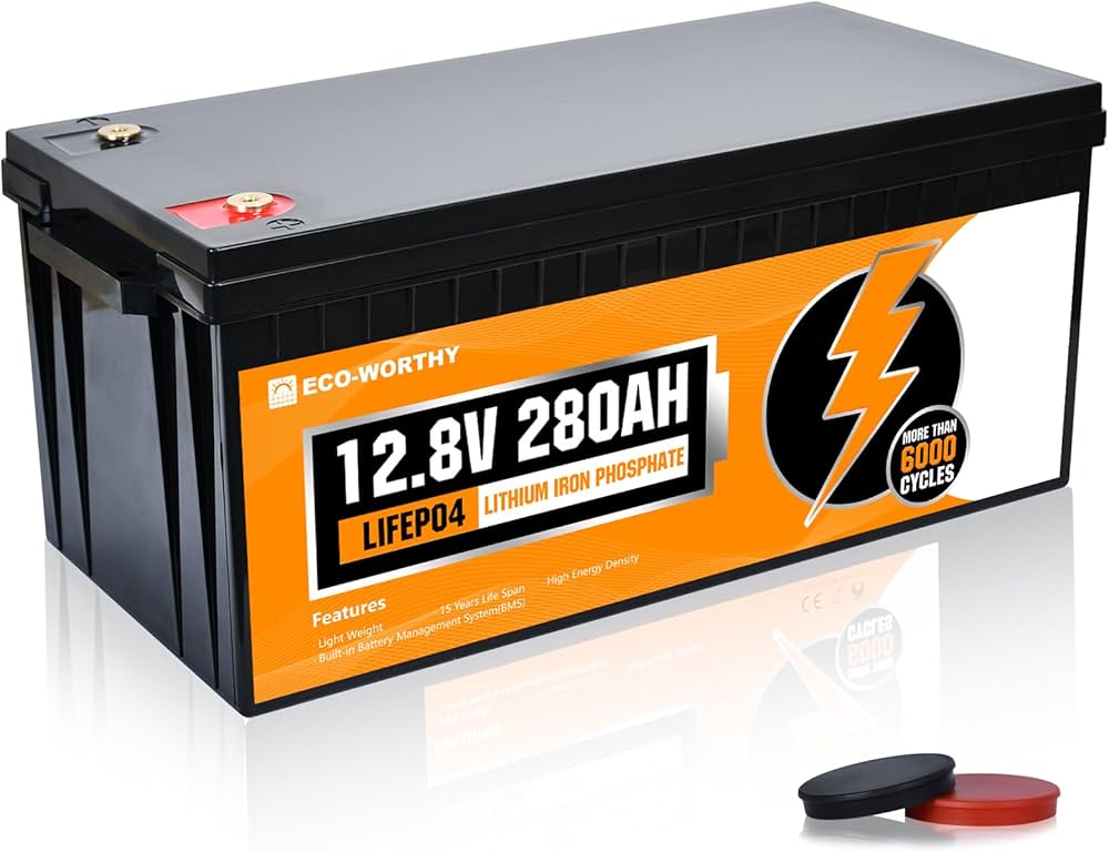 ECO-WORTHY 12V 280Ah — Литиевая аккумуляторная батарея LiFePO₄, 3.58 кВт·ч, с Bluetooth и BMS